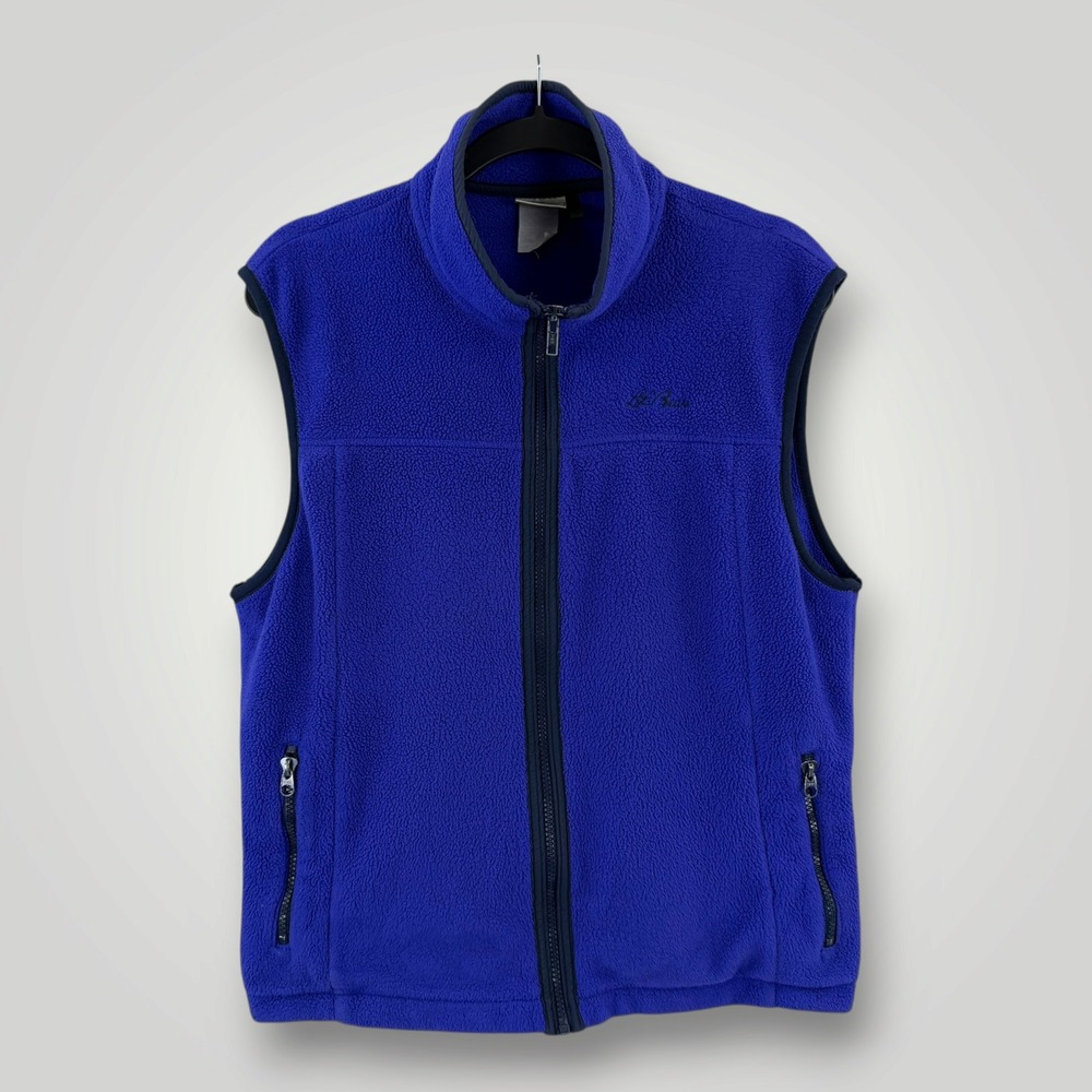 LL Bean Womens Large Full Zip Fleece Vest Purple Sleeveless Jacket Pockets